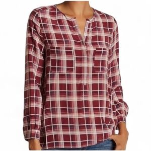 JOIE / ANTHROPOLOGIE Nura Napal Silk Plaid Top - Medium